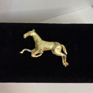Vintage Gold Horse Brooch - broken